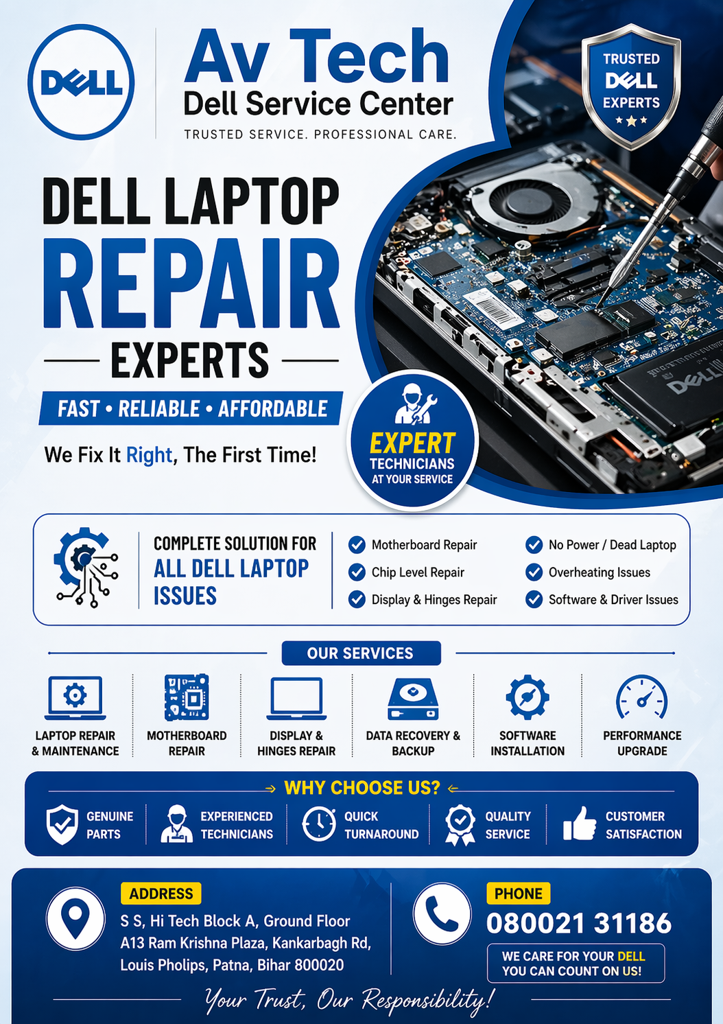Dell laptop Motherboard Repair in Patna 