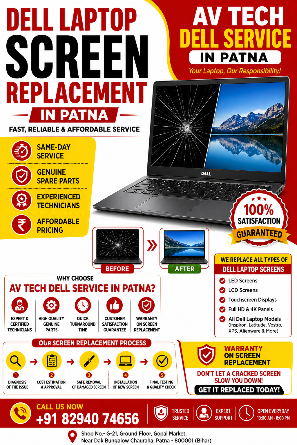 Dell Laptop Screen Replacement  -AV Tech Dell Service in Patna