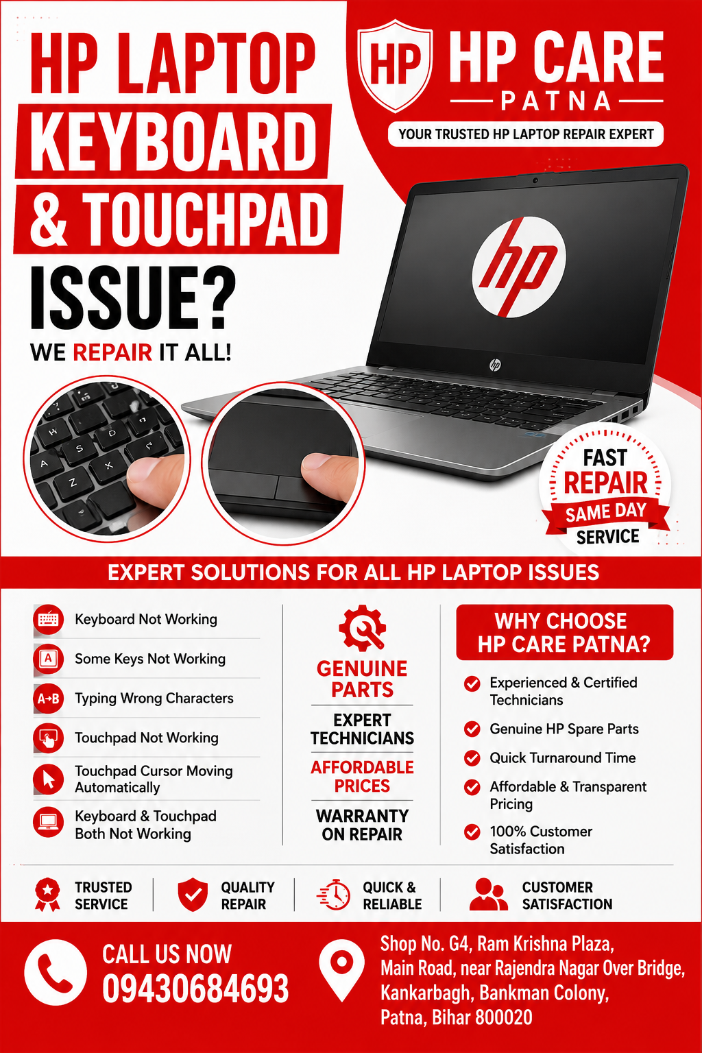 Dell Laptop Keyboard and Touchpad Issue in Patna